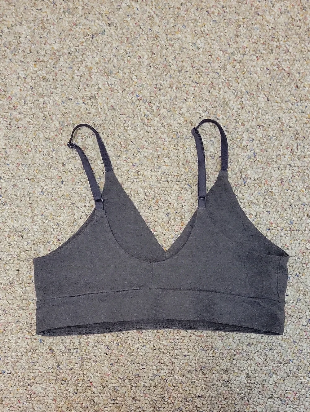Pact Soft Triangle Bralette in Charcoal Grey. Medium Gorpcore Organic Cotton - Picture 3 of 5